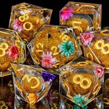 7pcs Liquid Core Resin Dice Set, Sharp-Edged Polyhedral Resin Dice, Handmade Resin Dice For RPG, MTG Tabletop Games - Multicolor - View 9