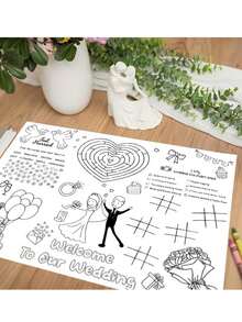 10pcs/4pcs DIY Welcome Gifts To Our Wedding, Bridal Favors, Event Placemats, And DIY Hand-Painted Coloring Cards - Featuring Patterns Of Wedding Dresses, Suits, Rings, Cakes, Etc., For Interactive Games And Wedding Party Gifts. - Multicolor - View 7