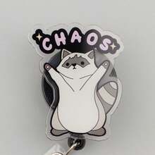 可爱浣熊伸缩式D卡套，卡通造型，护士医院胸牌夹，办公挂绳，1个装，学习用品，返校季 - 彩色 - 查看 8