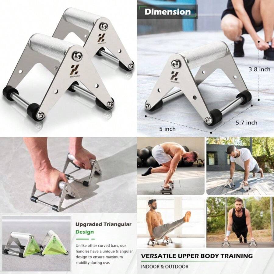 Soporte de empuje asas de empuje para entrenamiento de fuerza barras de empuje de acero inoxidable resistentes equipo de ejercicio de gimnasio soporta hasta 500 libras 1 par - Solicitar dinero - Ver 1