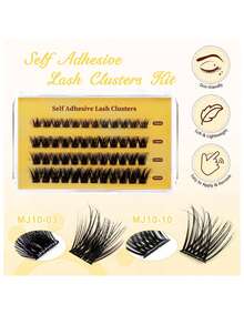 Self Adhesive Cluster Shaped False Eyelashes 48 Pack, 10-16mm D-Curl, Achieving "Eyelash Extension At Home" - View 3