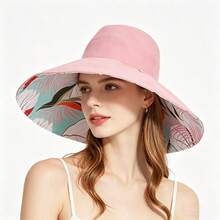 1pc Foldable Wide Brim Reversible Bucket Hat, Printed Pattern, Lightweight Sun Protection Hat For Women,Summer,Beach - Reversible Large Brim Sun Hat - View 10