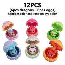 Bộ 12 quả trứng rồng mini 3D với rồng nhỏ bên trong, rồng bay tí hon có mắt và cánh, đồ trang trí giỏ quà Phục Sinh hình động vật mini, vật dụng độc đáo dễ thương cho giỏ quà Phục Sinh. - Nhiều màu - Xem 9