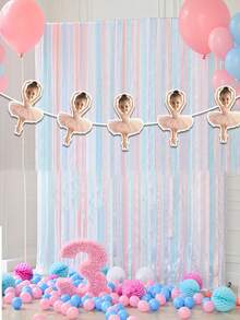 7/14/21pcs Customized Ballet Dancer Photo Banner, Personalized Baby Face Colorful Flag, Unique Pink Ballet 1/2 Year Old Birthday Party Decor, Ballet Theme Decoration Garland - Multicolor - View 7