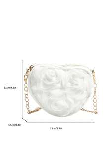 新款独特小众玫瑰蕾丝晚宴包，时尚别致斜挎包，简约单隔层包 - 米色 - 查看 10