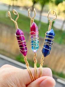 1pc Natural Colorful Stone Holder Ring: Prevent Finger Yellowing - Amethyst - View 11