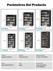 1pc Shoe Rack Organizer 3/4/5/6/8 Tiers, Multi-Tier Metal Shoe Rack, For Entryway, Porch, Patio, Bedroom And Living Room; Durable, Easy To Assemble, Adjustable, Compact Design For Various Room Types, Portable Storage Furniture - Black - View 10