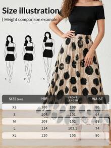 EARO Women's Long Polka Dot Skirt, Elastic Waist, Casual Non-Stretch Fabric, Suitable For Daily Wear Spring Summer - Apricot - View 7