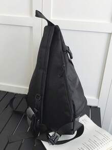 大容量黑灰色中性斜挎包 | Techwear 圓形口袋胸包 | 多口袋可調節肩帶 - 彩色 - 查看 5