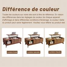 Coffee Table With Lifting Function, Wavy Design, Open Side Storage, Made Of Medium-Density Fiberboard, Modern Style. - Walnut Color - View 11