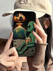 Un extraterrestre verde observa la explosión atómica de la Tierra.funda de teléfono Fundas compatibles con ,Apple,VIVO,OPPO,,, y Honor.Fabricadas en silicona TPU,ofrecen protección contra golpes y caídas. - Negro - Ver 1