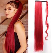 Synthetic 34Inch Long Straight Ponytail Hair Clip In Extension Heat Resistant Hair Wrap Around Pony Hair Piece For Women - Multicolor - View 19