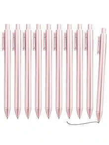 Bộ 10 bút bi cao cấp màu vàng/vàng hồng/bạc, bút bấm mực đen, ngòi cỡ trung bình (1.0mm), viết trơn tru, thích hợp cho đám cưới, tiệc cưới, văn phòng, học sinh, giáo viên, nhật ký và quà tặng. - Nhiều màu - Xem 2