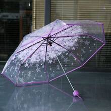 3-Fold Transparent Sakura Flower Umbrella, Windproof And Rainproof, Lightweight Foldable Umbrella, Cute Japanese Style Sakura Flower Umbrella Suitable For Travel, Wedding, And Daily Commute - Multicolor - View 14