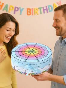 1/10pcs Creative Cake Shaped Gift Box Set, Wedding Favor Boxes, Gift Box,Rainbow Theme Detachable Triangle Boxes, Separable Individual Small Gift Boxes, Cake Slice Gift Boxes, Hand-Painted Rainbow Layer Design, Satin Bow Decor, Paper Craft - Multicolor - View 8