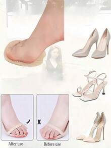4Pcs (2 Pairs) Women's Sandal Forefoot Pads, 7.3*7.3Cm High Heels Non-Slip Foot Care Insole Stickers, Self-Adhesive Stickers Body Care In Shoes, Suitable For Travel, Sports, Outdoor, Thick And Versions Are Optional - 駱駝 - 查看 3