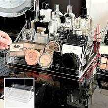 Multi-Layer Transparent Acrylic Perfume Rack, No Power Needed, Modern Fashion Cosmetics & Skincare Display Shelf, Vanity Table Storage Organizer, Lightweight & Durable Storage Box. Transparent Layered Design, Compact & Elegant Storage Rack For Perfume, Lipstick, Makeup. Streamlined Home Storage, Quality Plastic Construction, Sturdy & Lightweight, Essential For Vanity, Ideal Valentine's Gift For Girlfriend, Makeup Organizer Shelf. - 5-tier Shelving Unit - View 7