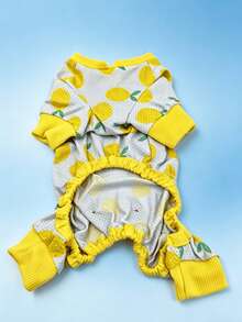 夏季降温狗狗服，可爱柠檬图案网眼宠物服，小型犬弹性腰带睡衣 - 彩色 - 查看 7