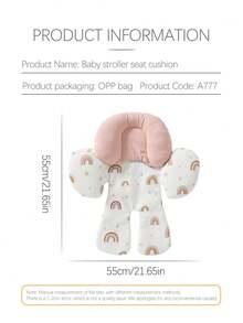 1pc Baby Stroller Seat Cushion, Newborn Girl/Boy Infant Pram Liner, Soft Plush All Season Stroller Pad Accessories - Multicolor - View 2