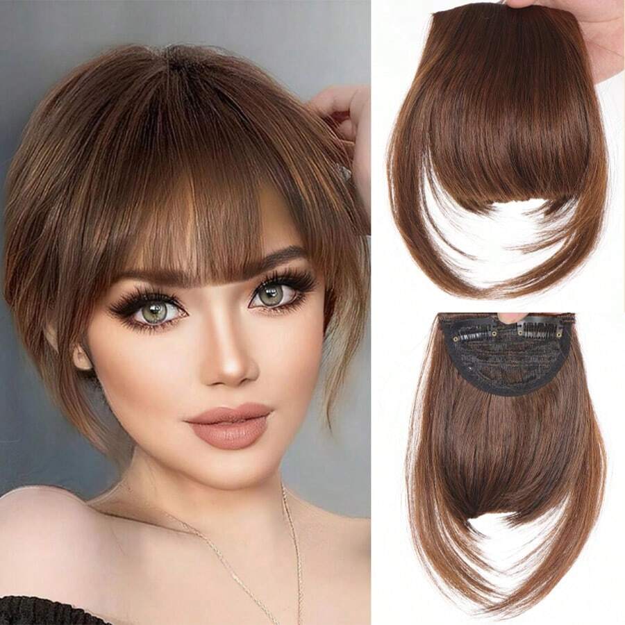 Synthetic Fake Hair Bangs 2Clips In Hair Extension Neat Front Fake Fringe False Hairpiece For Women Clip In Bangs - Multicolor - View 1