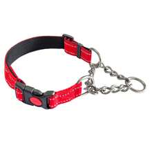 Collar de perro Martingale con cadena de acero inoxidable y nailon reflectante, collar de entrenamiento ajustable sin tirones, para perros pequeños, medianos y grandes - Rojo - Ver 11