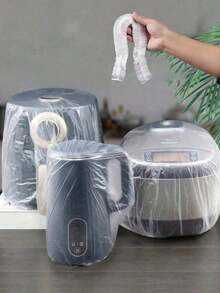 10/50/100pcs Household Appliance Dust Cover, Microwave Oven Dust Cover, Universal Plastic Transparent Protective Cover, Suitable For Fan, Rice Cooker, Kitchen Utensils, Baking Tray, Microwave Oven And Other Household Appliances. Essential For Women's Day, Essential For Travel - Transparent - View 2
