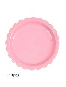 20/10pcs 9-Inch Pink Wavy Disposable Paper Plates, 7-Inch Cake Plates Suitable For Wedding, Baby Shower, Gender Reveal, Bridal, Birthday Party, Dessert Plates - Multicolor - View 6
