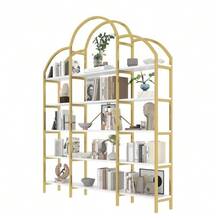 Simple Style 170 X 26 X 190 Cm Shelving Unit, Made Of Steel Tube And MDF, With Five Shelves, Unique Cloud Shape, Easy To Assemble And Clean, Gold And White Color. - 金色 - 查看 1