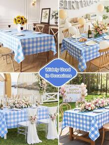 1/4/6pcs Gender Reveal Plaid Plastic Tablecloth, 137*274cm Disposable Pink And Blue Rectangular Tablecloth, Suitable For Baby Christening, Birthday Party And Gender Reveal Decoration - View 6