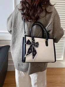 优雅女士斜挎包，时尚通勤手提包，防水防刮大容量单肩包，轻便百搭休闲包 - 黑色 - 查看 2