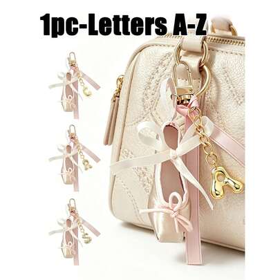 1 件装 - 手工芭蕾舞鞋手机链，芭蕾舞风格迷你缎面钥匙扣，粉色珠子吊坠，芭蕾舞鞋汽车装饰 - 可任意拆卸组合，时尚配饰，个性化礼物，可挂在包包上，旅行配件。耐用合金材质，不易脱落或损坏；适合上班族、家居装饰、派对礼物、情人节礼物、送给爱人、周年纪念礼物，也是开学季必备单品。