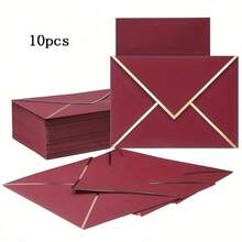 100/50pcs Invitation Envelopes, Wedding Invitations With Envelopes, Paper Envelopes, Gold Foil Double-Sided Printed C6 Envelopes, Size 13.5X18.5cm, Perfect For Graduation, Wedding, Birthday, Baby Shower, Mother's Day Invitations - A - View 14