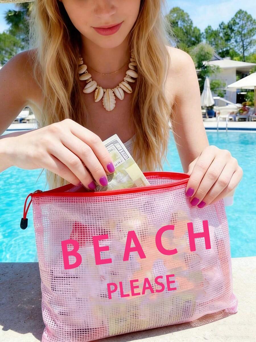 Túi đi biển chống thấm nước và thời trang với họa tiết sao biển "Beach Please". Túi đựng mỹ phẩm trong suốt dung tích lớn với khóa kéo nylon - nhẹ, thích hợp cho mùa xuân và mùa hè, bền chắc, hoàn hảo cho bơi lội, đi biển, lặn biển và các kỳ nghỉ hè, học sinh trở lại trường, túi đựng đồ chống nắng nhẹ, phù hợp làm quà tặng cho bạn bè, gia đình, bạn gái và bạn cùng lớp. Món quà và quà lưu niệm hoàn hảo cho sinh nhật, ngày lễ, tiệc tùng, đám cưới (cho phù dâu), Ngày của Mẹ và Ngày Nhà giáo. - Nhiều màu - Xem 1