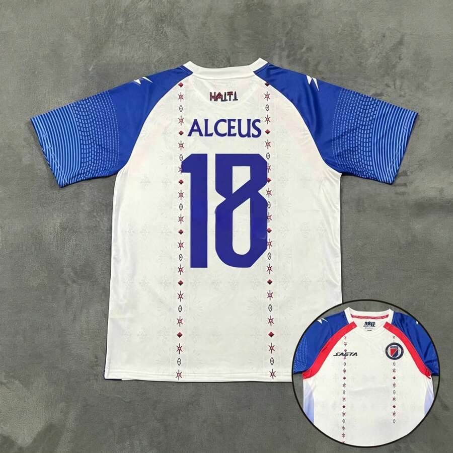 [48-Hour Shipping] Haiti National Team 2026-2027 Season Away White And Blue Short-Sleeved Football Jersey With Multiple Player Numbers 2 / 4 / 7 / 9 / 10 / 11 - 18號 - 查看 1