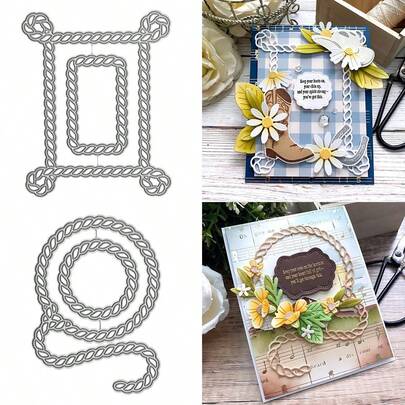 1 khuôn cắt kim loại hình khung nút thắt, thích hợp cho việc tự làm sổ lưu niệm, thiệp chúc mừng và đồ thủ công bằng giấy, khuôn cắt kim loại.