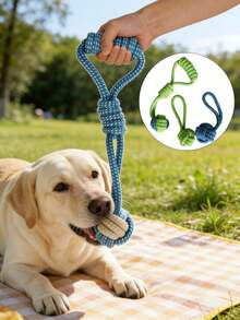 1pc Blue-Green Interactive Tug-Of-War Dog Rope Toy, Suitable For Medium And Small Dogs, Helps Clean Teeth, Bite-Resistant And Durable, Suitable For Indoor And Outdoor Play, Perfect Easter Gift For Dog Lovers - Multicolor - View 3
