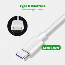 5A Super Fast Charging Data Cable USB To Type-C Suitable Android Flash Charging Data Cable 0.3m 1m 1m 1.5m 2m Fast Charging - White - View 7