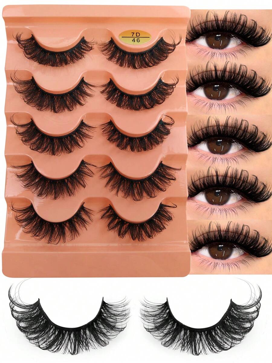 5 Pairs Classic Hybrid Volume Lashes New Arrival Wispy D Curl Short Russian Strip Lashes Makeup False Eyelashes,Fake Lashes,Individual Lashes,Cluster Eyelashes