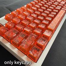 130+ 橙色侧印碳纤维纹理键帽，Cherry 高度，侧印半透明，兼容 Wooting 磁吸轴及其他机械键盘，键帽套装，游戏键帽，PBT 键帽，定制键帽，替换键帽，背光键帽，可爱键帽，键盘配件 - 查看 2