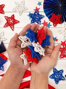 12/24pcs Set Independence Day Patriotic Star Decor - Red, Blue And White Star Ornaments, Ideal For Independence Day Home Decor, Crafts, Vase Fillers, Bowl Decorations And Party Decorations - Multicolor - View 2