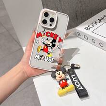 This Disney Mickey Mouse Pattern Lanyard Phone Case Features A Strong Magnetic Closure And Full Coverage Of Acrylic And TPU Material. It's Shockproof, Lightweight, And Suitable For IPhone17/16/11/13/15/15 Plus/15 Pro/15 Pro Max/12/14 Pro Max/11 Pro Max/12 Pro/12 Pro Max/13. It's A Popular Birthday Gift, Business Gift, Durable, Stain-Resistant, And Fingerprint-Resistant New Phone Case For Men And Women. It Also Includes A Mickey Mouse Phone Case And Mickey Mouse Doll Bracelet. Compatible With SamsungGalaxy S20, S21, S22, S23, And S24 Series. It's The Perfect Gift For Friends And Family. This Stylish Phone Case Is Fun, Lightweight, And Durable. IPhone17 Pro Max Phone Case, Minnie Phone Case. - màu đen - Xem 6