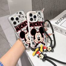 This Disney Mickey Mouse Pattern Lanyard Phone Case Features A Strong Magnetic Closure And Full Coverage Of Acrylic And TPU Material. It's Shockproof, Lightweight, And Suitable For IPhone17/16/11/13/15/15 Plus/15 Pro/15 Pro Max/12/14 Pro Max/11 Pro Max/12 Pro/12 Pro Max/13. It's A Popular Birthday Gift, Business Gift, Durable, Stain-Resistant, And Fingerprint-Resistant New Phone Case For Men And Women. It Also Includes A Mickey Mouse Phone Case And Mickey Mouse Doll Bracelet. Compatible With SamsungGalaxy S20, S21, S22, S23, And S24 Series. It's The Perfect Gift For Friends And Family. This Stylish Phone Case Is Fun, Lightweight, And Durable. IPhone17 Pro Max Phone Case, Minnie Phone Case. - Trong sáng - Xem 4