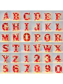 1pc Plastic Decoration Light, Creative Letter & Number Design Decorative Light For Party - Yellow - View 9