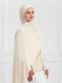 2pcs Muslim Hijab Set:1pc Jersey Hijab And 1pc Undercap Package, Perfectly Color-Coordinated, Soft And Comfortable Fabric, Suitable For All Seasons And Various Occasions. - Beige - View 5