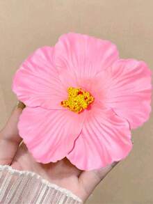 3pcs/Set Pink Hibiscus Flower Hair Clips, Tropical Floral Hair Pins, Boho Style Hair Accessories, Summer Beach Hair Clips, Hawaiian Style Hair Decor, Large Flower Hair Clips, Y2K Style Hair Clips, Cute Hair Accessories, Holiday Hair Clips, Girls Hair Clips, Teen Girls Hair Accessories, Vacation Hair Clips - Pink - View 2