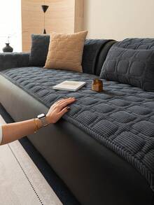 1pc All-Season Sofa Cushion Cover, Modern Minimalist Non-Slip Sofa Seat Protector, Dust-Proof And Washable, Soft And Colorfast, Pet-Friendly, Fits Sectional Sofa, Bedroom, Office, Living Room - Dark Grey - View 7