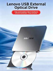 Lenovo External USB Optical Drive, Universal DVD/CD Burner For Laptops And Desktops, Slim And Portable, Fast Read And Write Speeds, Intelligent Noise Reduction, Compatible With PC/Tablet/Mac Systems, Plug And Play Portable Optical Drive. - View 2
