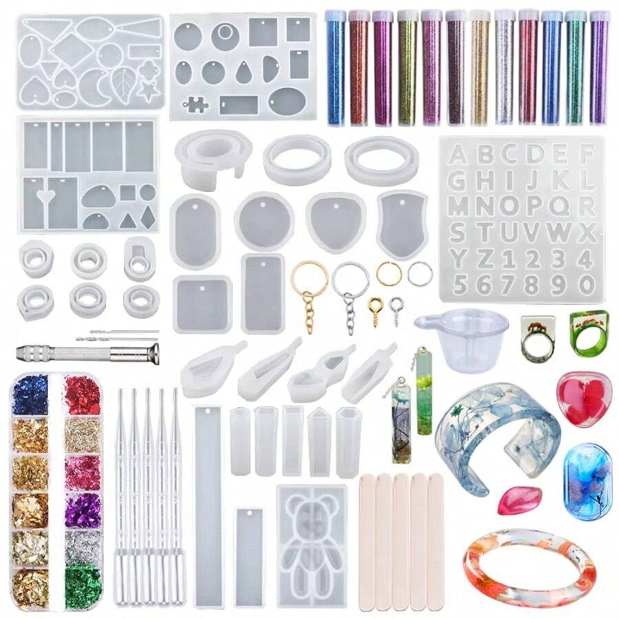 Complete Epoxy Resin Kit With Silicone Molds & Tools, All-In-One Resin Jewelry Making Set For Beginners, DIY Resin Art, Bracelets, Keychains & Crafts - Jewelry Molds Kit - View 1