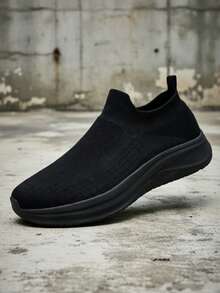 Men's Breathable Mesh Casual Shoes, Lightweight Non-Slip Athletic Sneakers - Black - View 2