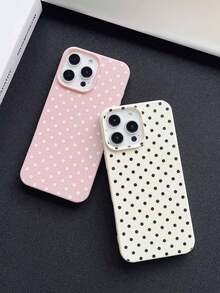 2 piezas Funda de teléfono de cuero a prueba de golpes con patrón de lunares en blanco y negro y unicolor, material de TPU, adecuado como regalo de vacaciones compatible con Apple Xs/Xsmax/Xr/11 12 13 14 15 16pro/Promax/14 15 16plus/17, unisex - Multicolor - Ver 19